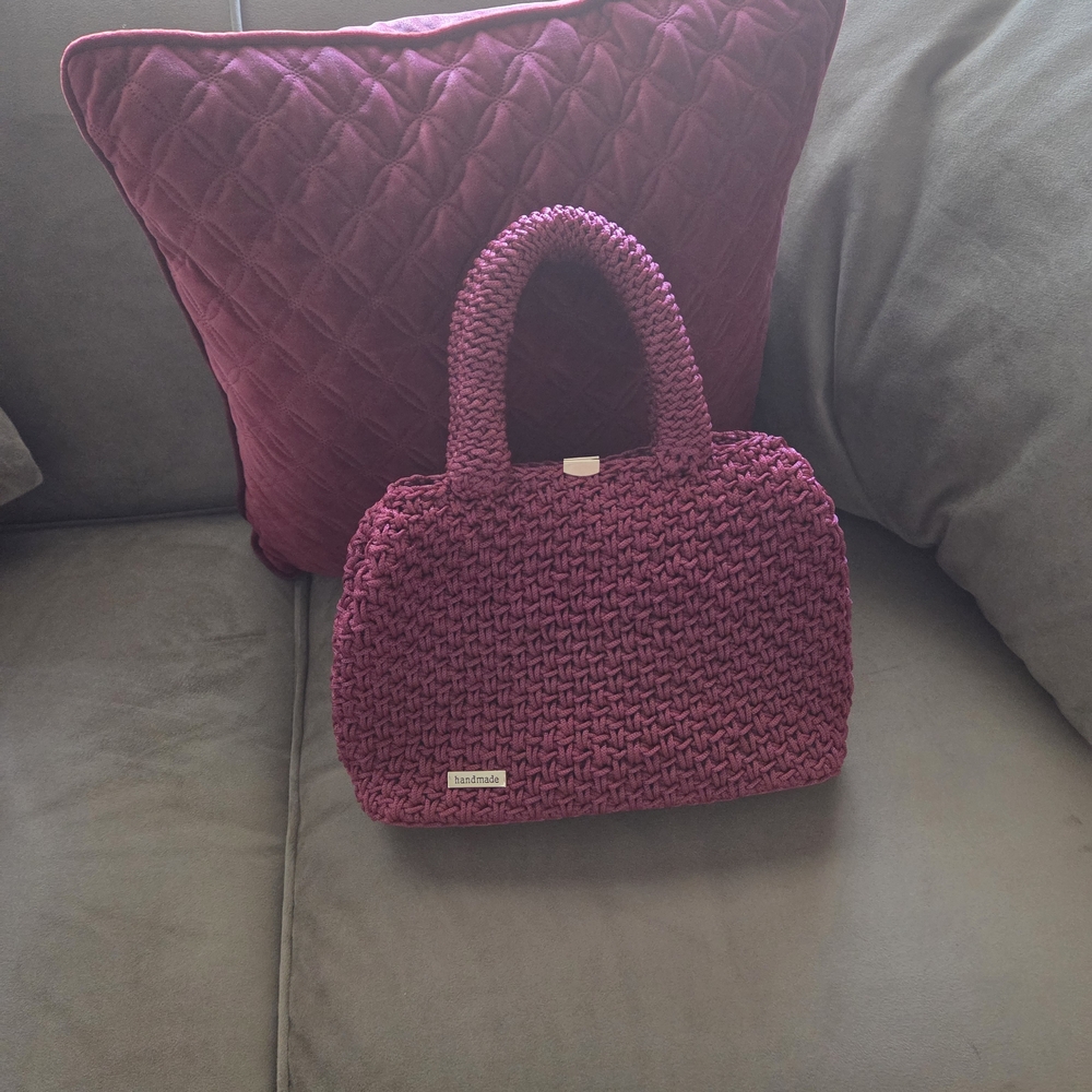 Elegant Knit Handbag in Rich Purple